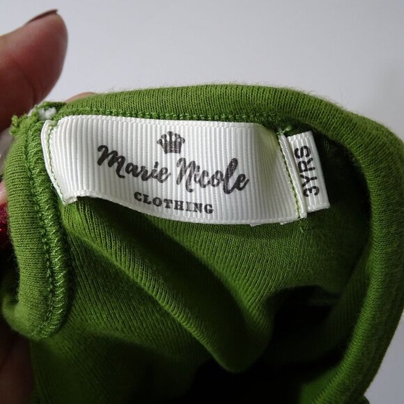 Marie Nicole Green Ruffled Long Sleeve Dress Girls Size 3 Years - Picture 5 of 7